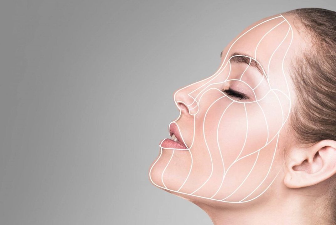 Linee di massaggio viso per il ringiovanimento della pelle